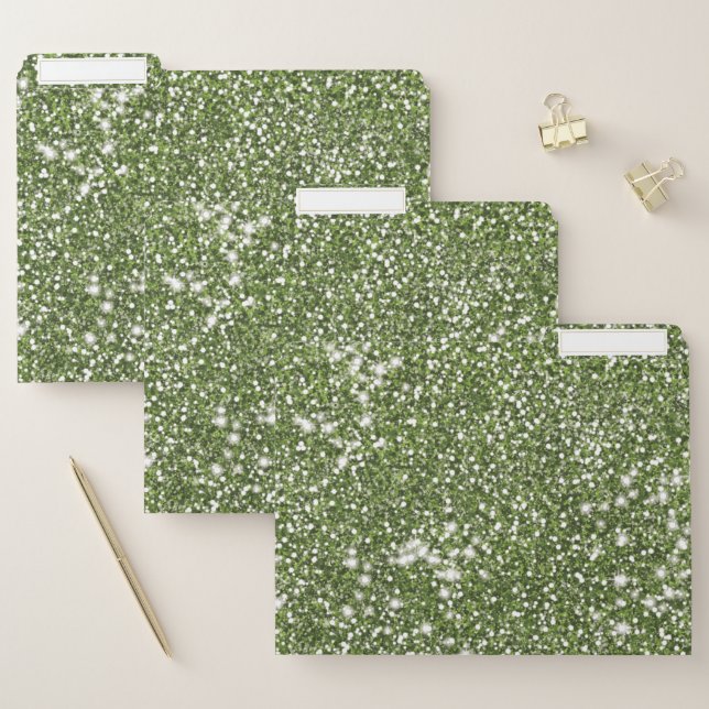 Faux Green Glitter Texture Look-like Graphic File Folder (Set)