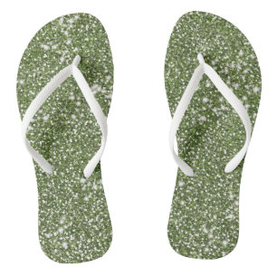 Faux Green Glitter Texture Look-like Graphic Flip Flops