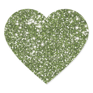 Faux Green Glitter Texture Look-like Graphic Heart Sticker