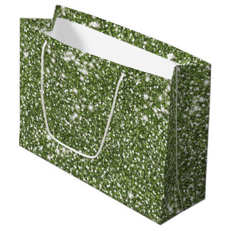 Faux Green Glitter Texture Look-like Graphic Large Gift Bag