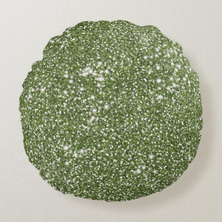 Faux Green Glitter Texture Look-like Graphic Round Pillow