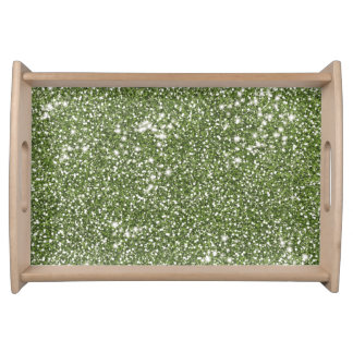 Faux Green Glitter Texture Look-like Graphic Serving Tray