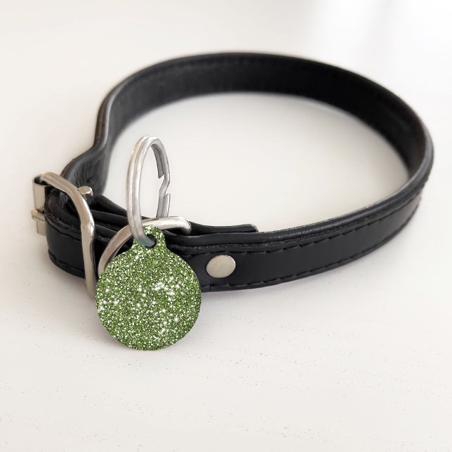 Faux Green Glitter Texture Look & Pet's Info Pet ID Tag (Creator Uploaded)