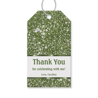 Faux Green Glitter Texture Look - Thank You Gift Tags