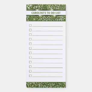 Faux Green Glitter Texture Look - To Do List Magnetic Notepad