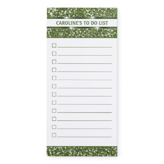 Faux Green Glitter Texture Look - To Do List Magnetic Notepad