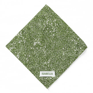 Faux Green Glitter Texture Look With Custom Name Bandana