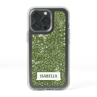 Faux Green Glitter Texture Look With Custom Name Speck iPhone 13 Pro Case