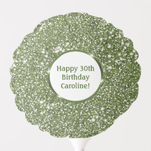 Faux Green Glitter Texture Look With Custom Text Balloon