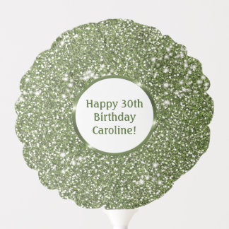 Faux Green Glitter Texture Look With Custom Text Balloon