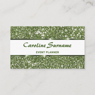 Faux Green Glitter Texture Look With Custom Text Business Card