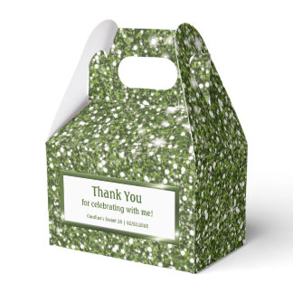 Faux Green Glitter Texture Look With Custom Text Favor Box