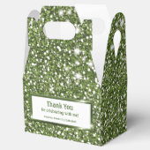 Faux Green Glitter Texture Look With Custom Text Favor Boxes (Opened)