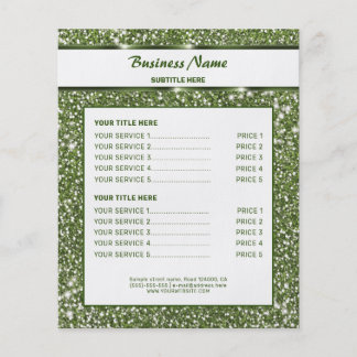 Faux Green Glitter Texture Look With Custom Text Flyer