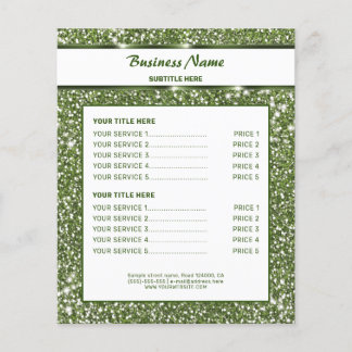 Faux Green Glitter Texture Look With Custom Text Flyer