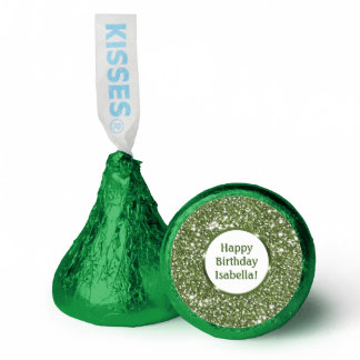 Faux Green Glitter Texture Look With Custom Text Hershey®'s Kisses®