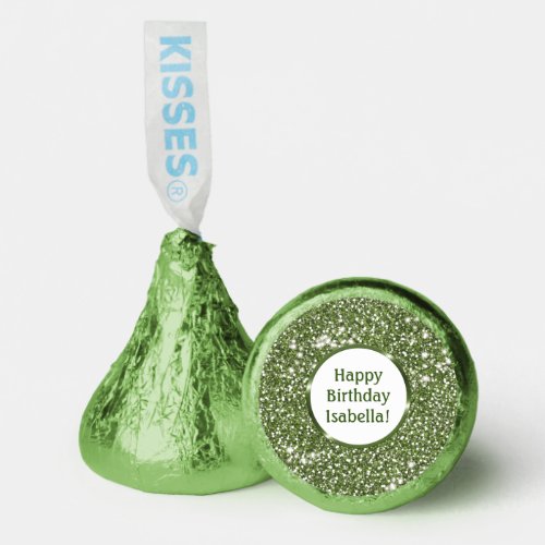 Faux Green Glitter Texture Look With Custom Text Hersheys Kisses