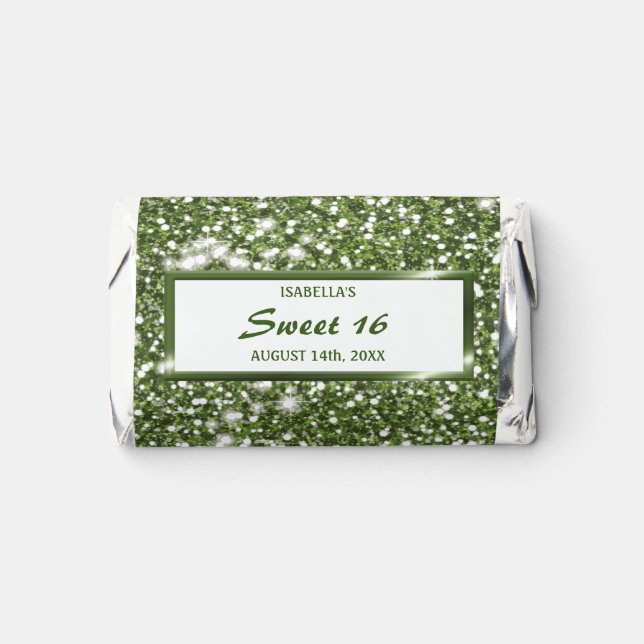 Faux Green Glitter Texture Look With Custom Text Hershey's Miniatures (Front)