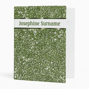 Faux Green Glitter Texture Look With Custom Text Mini Binder