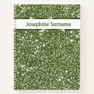 Faux Green Glitter Texture Look With Custom Text Notebook