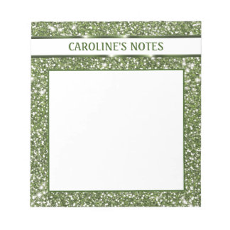 Faux Green Glitter Texture Look With Custom Text Notepad