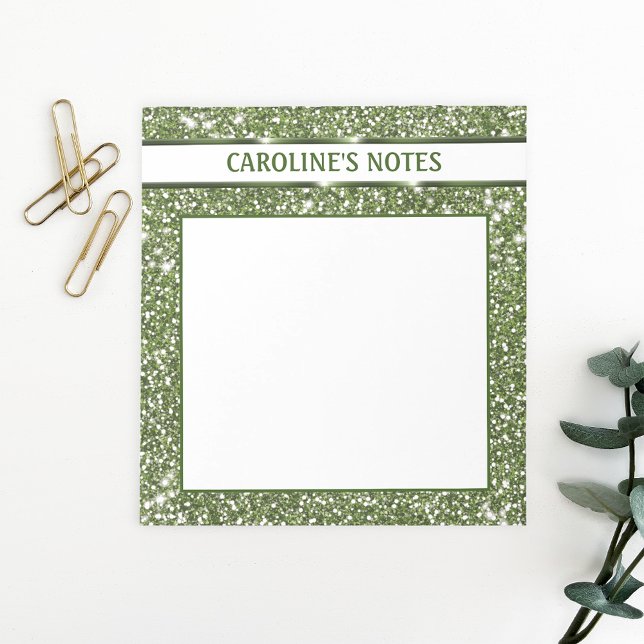 Faux Green Glitter Texture Look With Custom Text Notepad (Creator Uploaded)