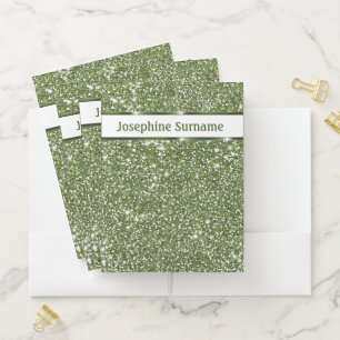Faux Green Glitter Texture Look With Custom Text Pocket Folder