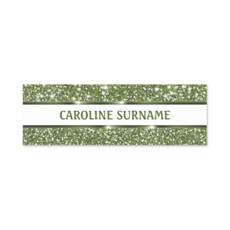Faux Green Glitter Texture With Custom Name Name Tag