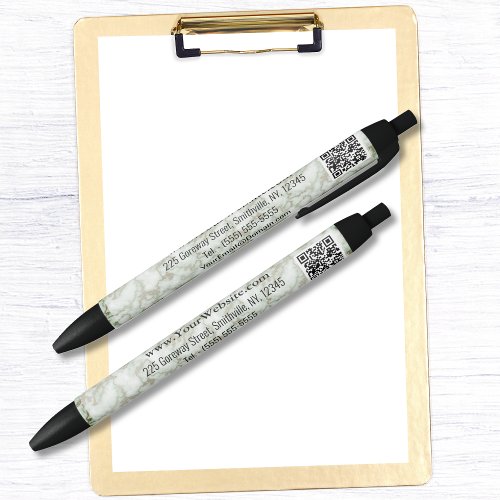 Faux Green Gold Marble Black Ink Pen