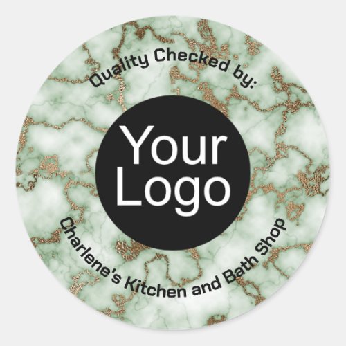 Faux Green Gold Marble Classic Round Sticker