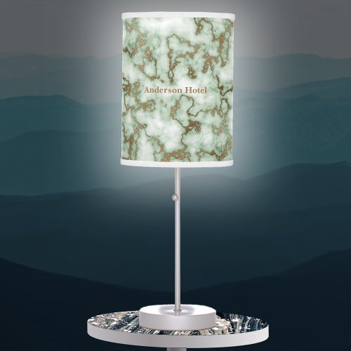 Faux Green Gold Marble _ Elegant Table Lamp