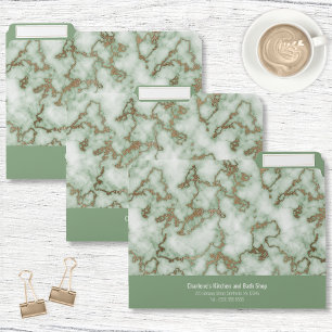 Faux Green Gold Marble File Folder
