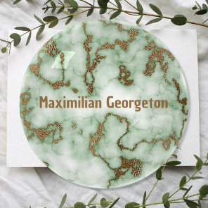 Faux Green Gold Marble for Office or Farewell Gift Paperweight