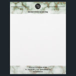 Faux Green Gold Marble Letterhead<br><div class="desc">Faux Green Gold Marble: Replace the 'placeholder logo' with your own or delete using the 'edit design tool'. Text is customizable and can be recolored used the 'edit using design tool' button.</div>