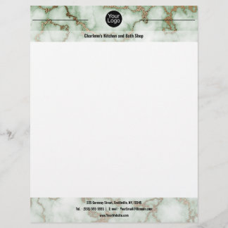 Faux Green Gold Marble Letterhead