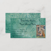 Faux Green Leather & Happy Horse Design 2 Business Card (Front/Back)