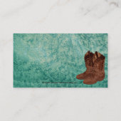 Faux Green Leather & Happy Horse Design Business Card (Back)