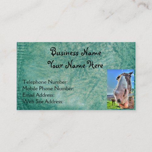 Faux Green Leather  Happy Horse Design Business Card