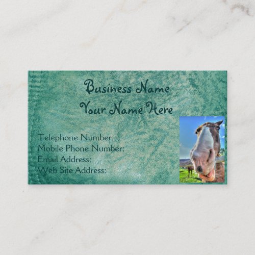 Faux Green Leather  Happy Horse Design Business Card