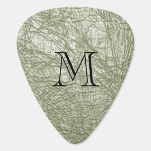 Faux Green Leather Monogram Guitar Pick