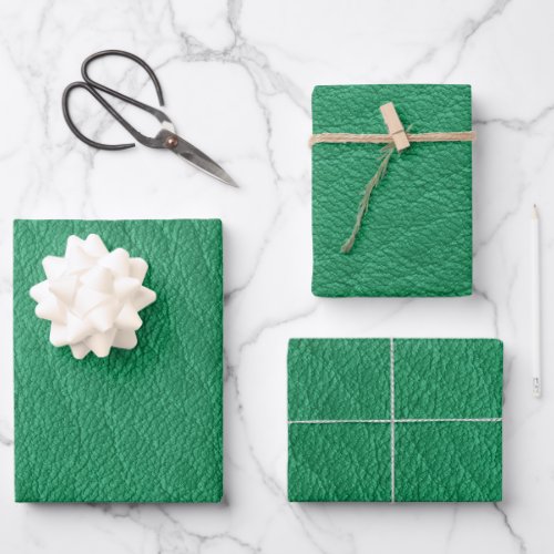 Faux Green Leather Texture Wrapping Wrapping Wrapping Paper Sheets