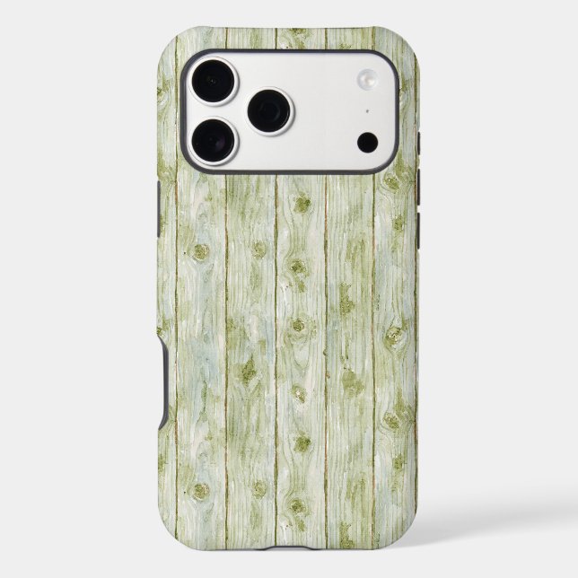 Faux Green Wood iPhone Case (Back)