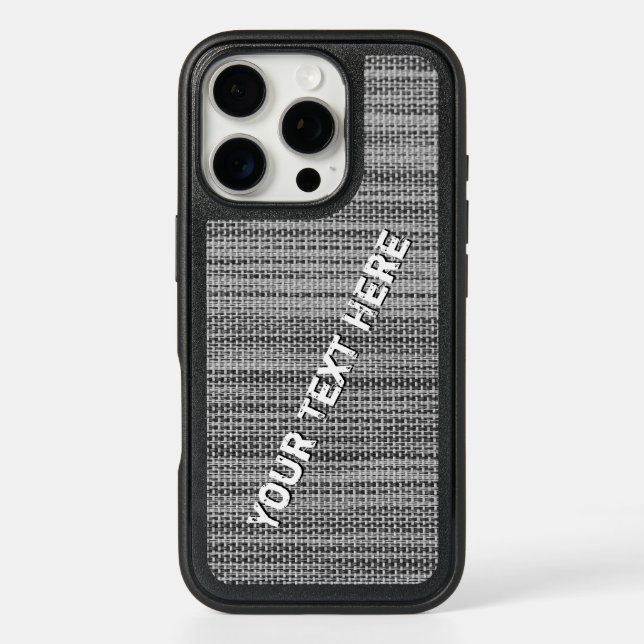 Faux Grey Fabric iPhone Case with Custom Text (Back)