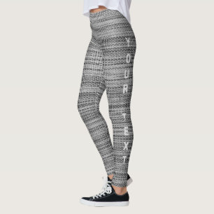 Faux Grey Fabric Leggings with Custom Text