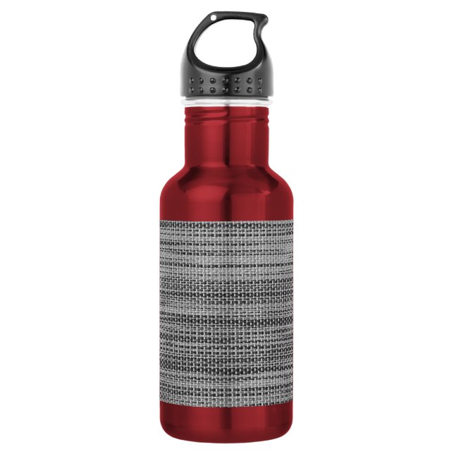 Faux Grey Fabric Stainless Steel Water Bottle (Front)