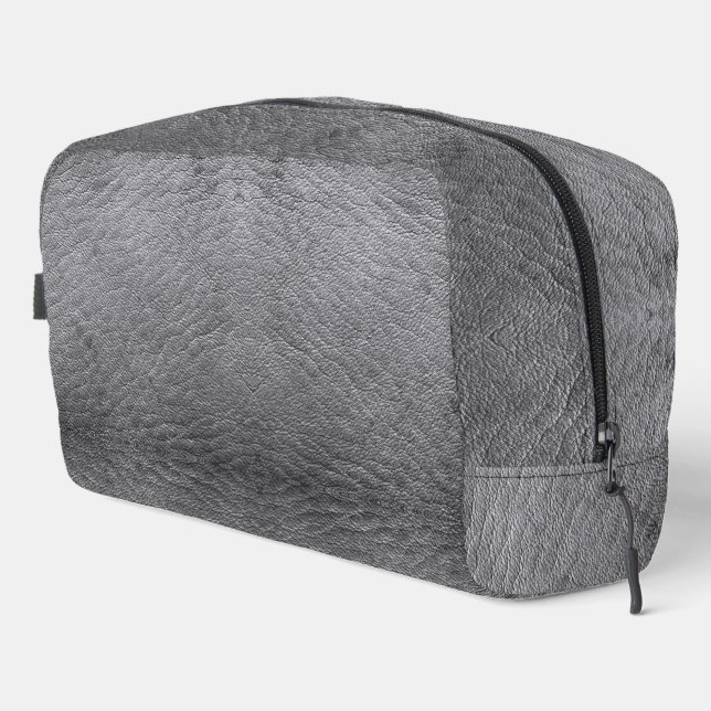 Faux Grey Leather Dopp Kit (Right Corner)
