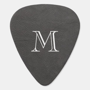 Faux Grey Leather Monogram Guitar Pick