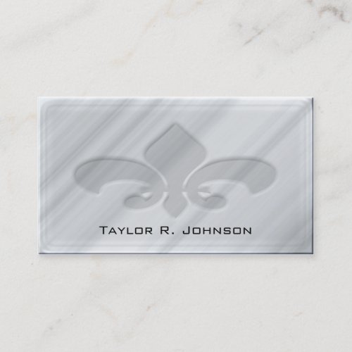Faux Grey Marble Fleur de Lis Business Card Template