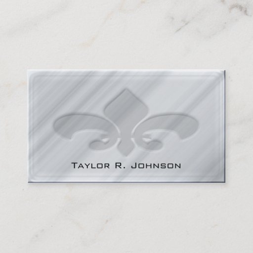 Customizable Faux Grey Marble Fleur de Lis Business Card Template