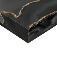 Faux Grey Marbled Agate Golden Glitter Black Stone